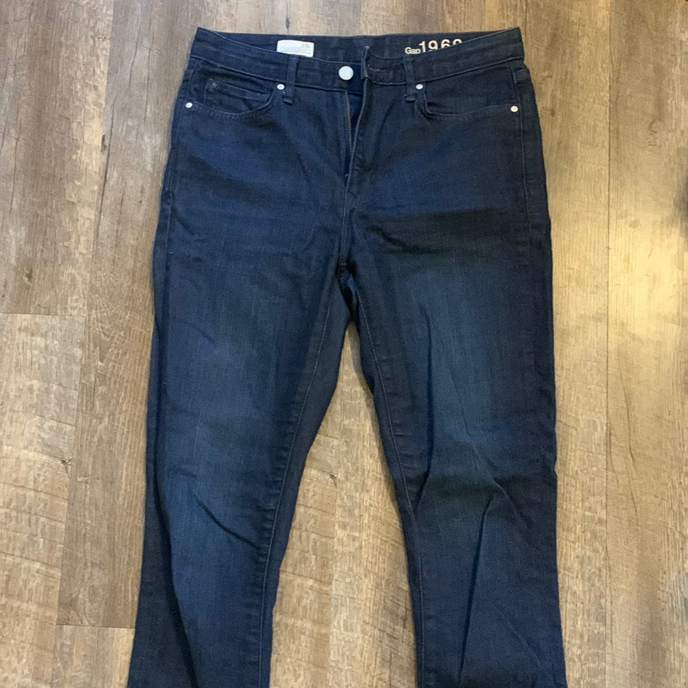 GAP dark wash high rise skinny jeans